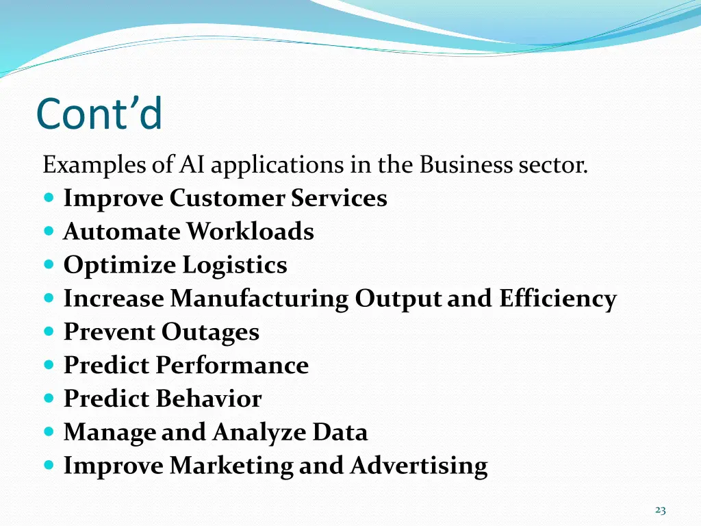 cont d examples of ai applications
