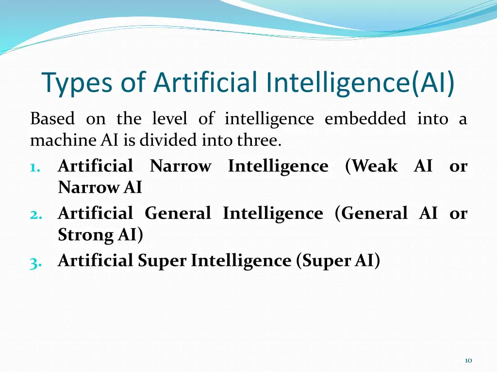 types of artificial intelligence ai