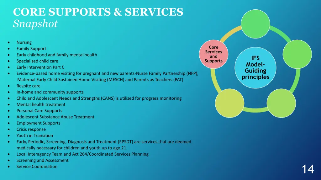 core supports services snapshot