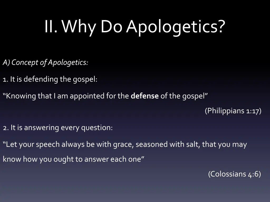 ii why do apologetics 1