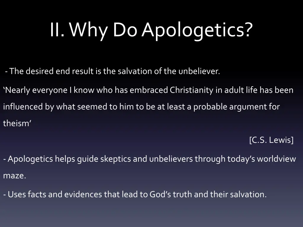 ii why do apologetics 5