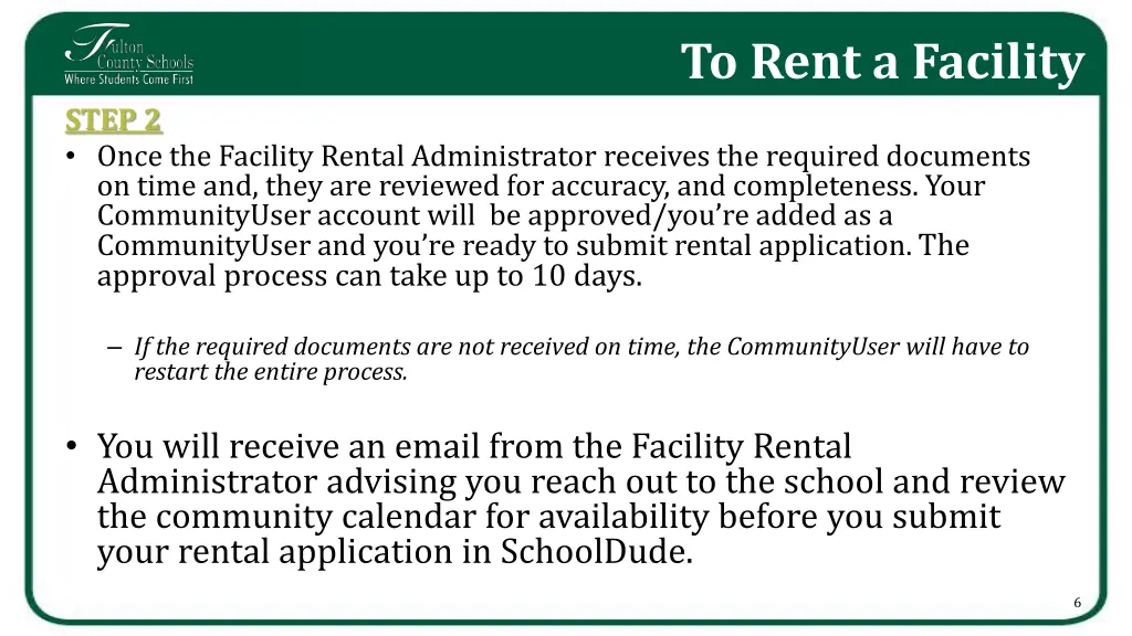 to rent a facility 1