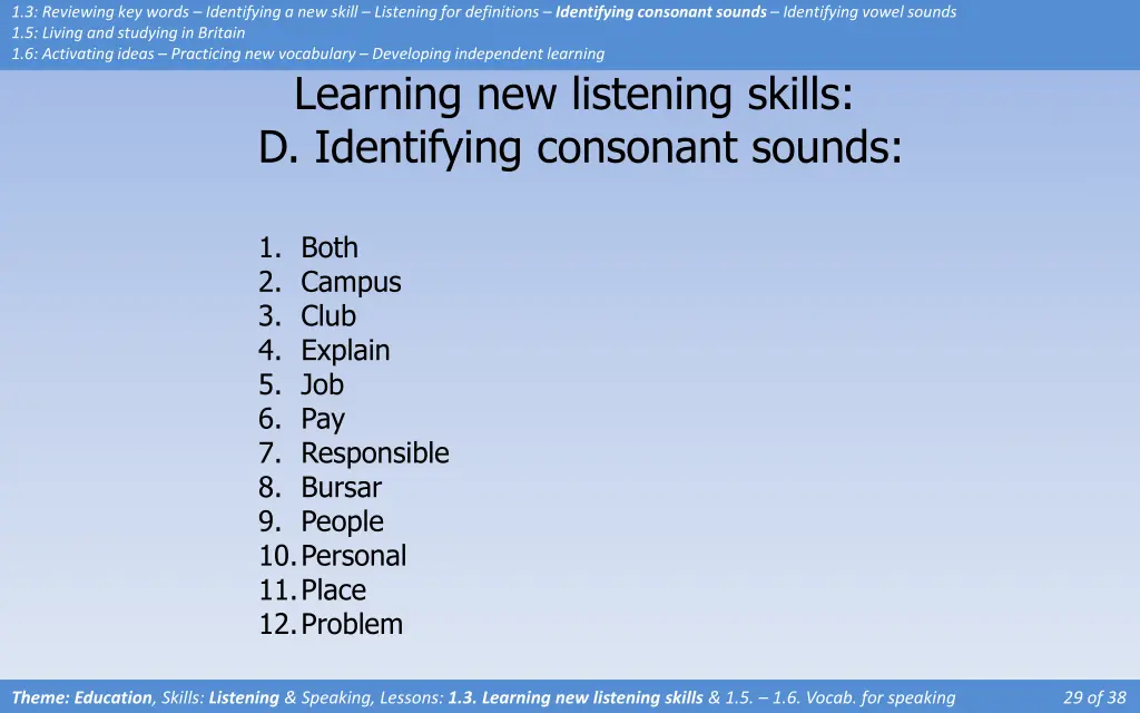 1 3 reviewing key words identifying a new skill 9