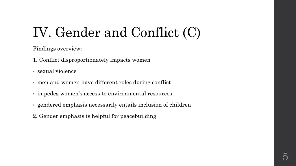 iv gender and conflict c