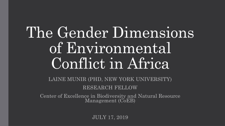 the gender dimensions of environmental conflict