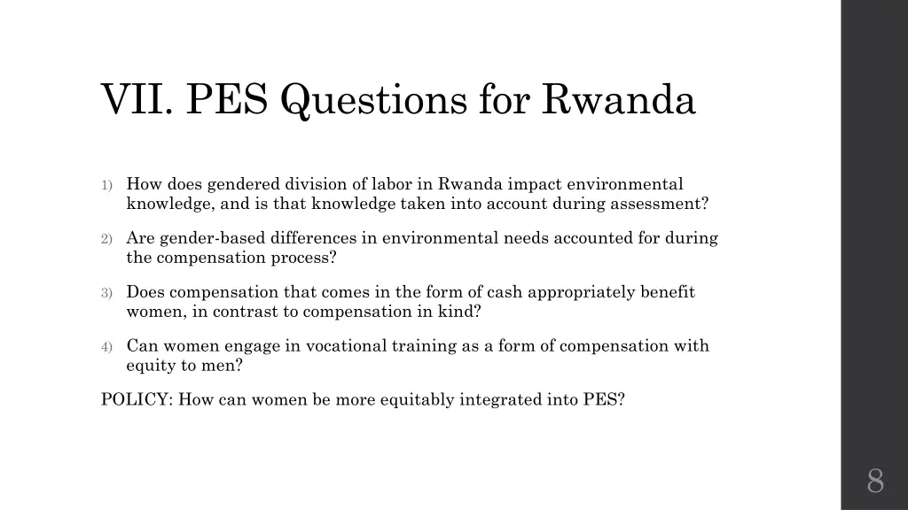 vii pes questions for rwanda