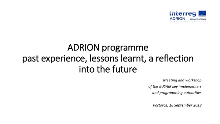 adrion programme adrion programme
