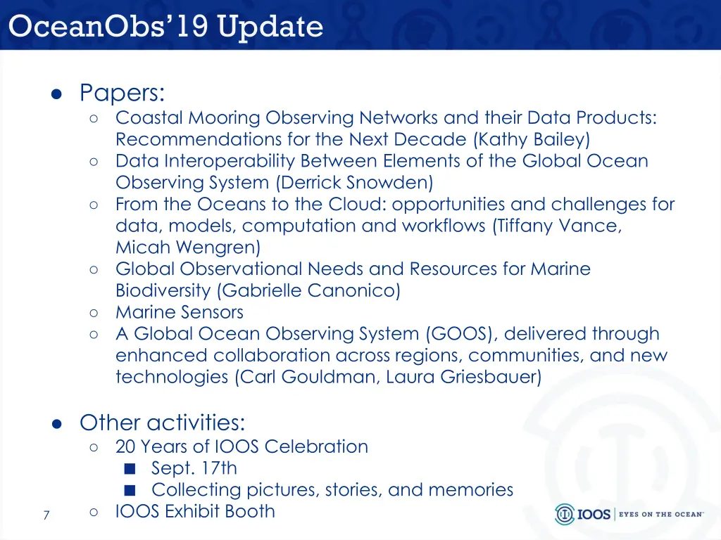 oceanobs 19 update