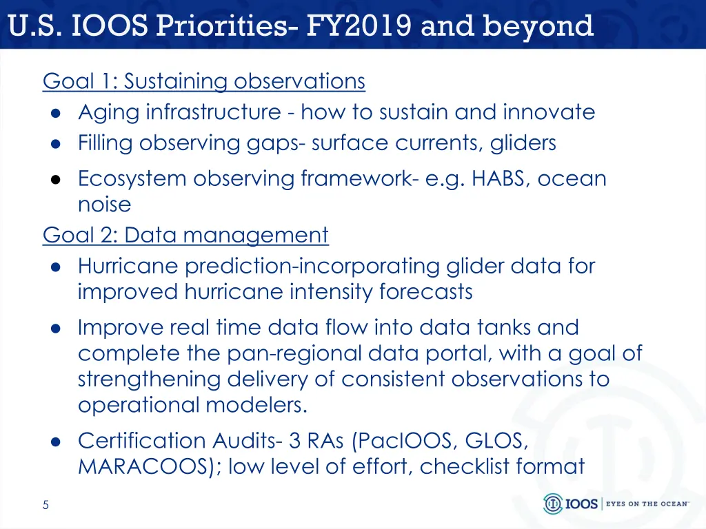 u s ioos priorities fy2019 and beyond