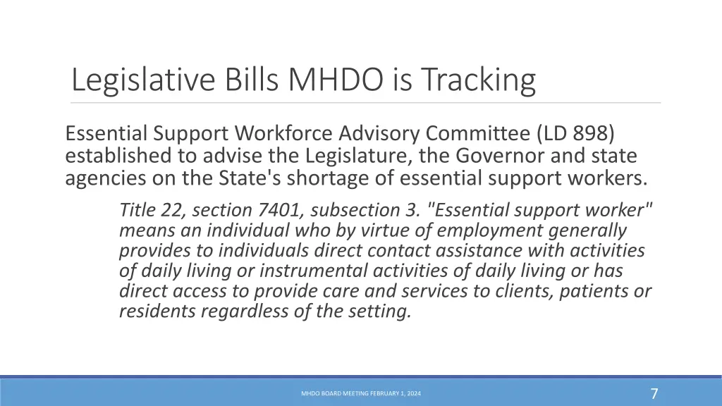 legislative bills mhdo is tracking 2