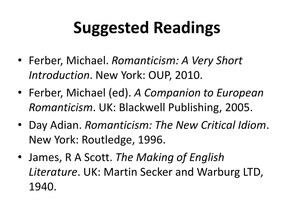 suggested readings
