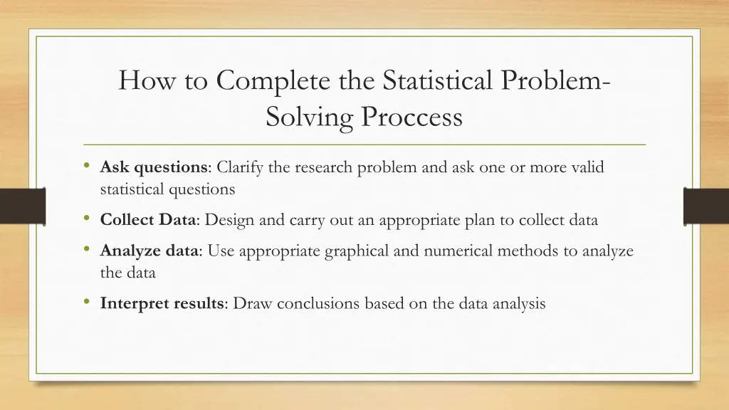 how to complete the statistical problem solving