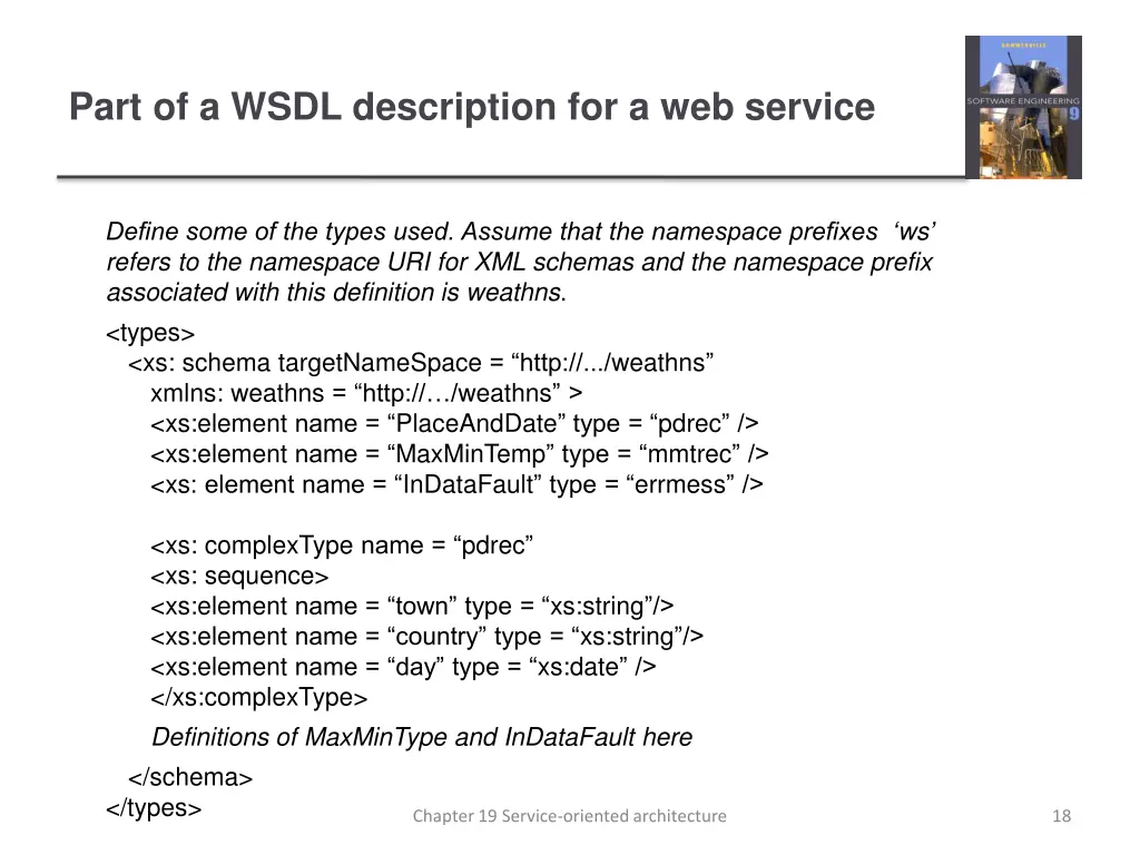 part of a wsdl description for a web service
