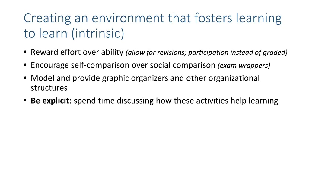 creating an environment that fosters learning