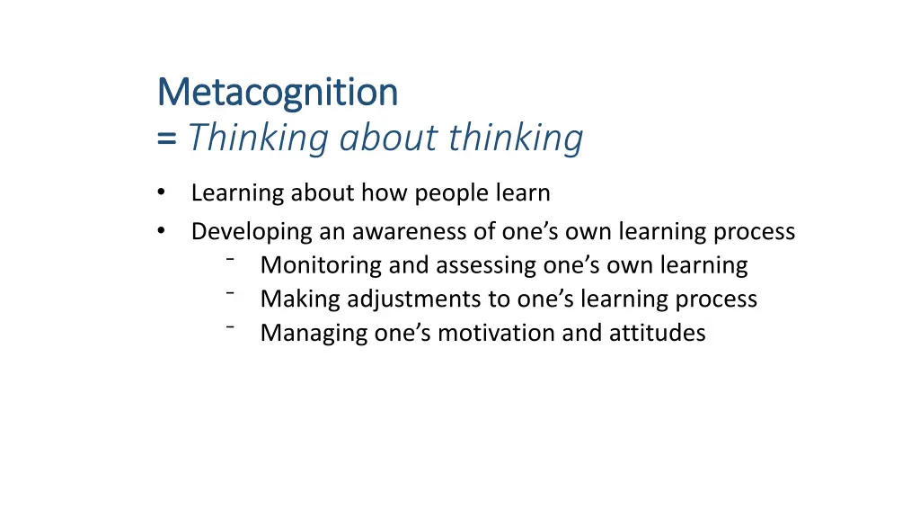 metacognition metacognition thinking about