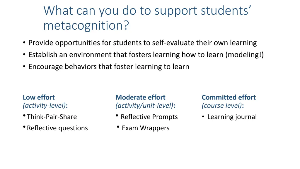 what can you do to support students metacognition