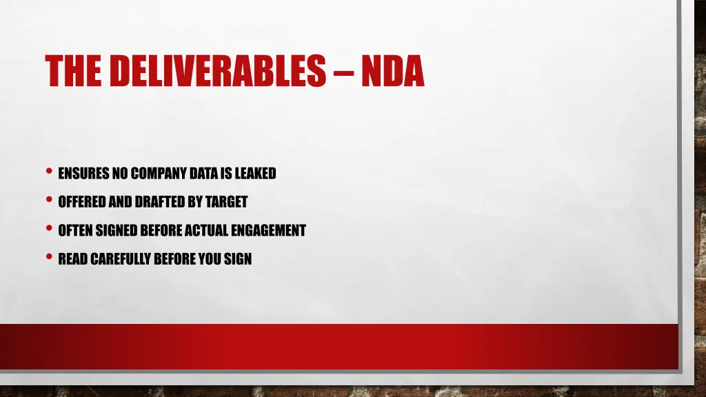 the deliverables nda