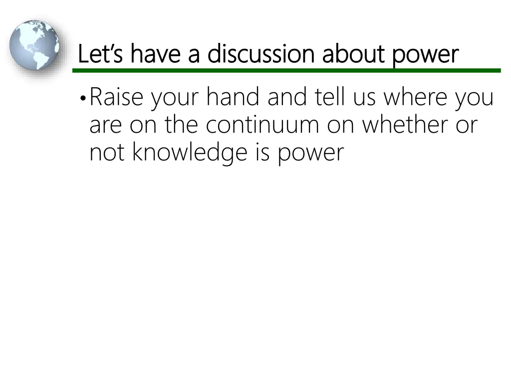 let s have a discussion about power let s have