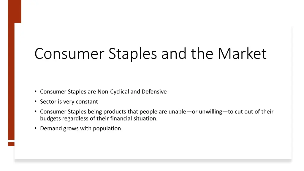 consumer staples and the market