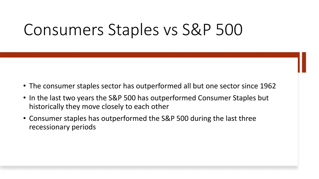 consumers staples vs s p 500