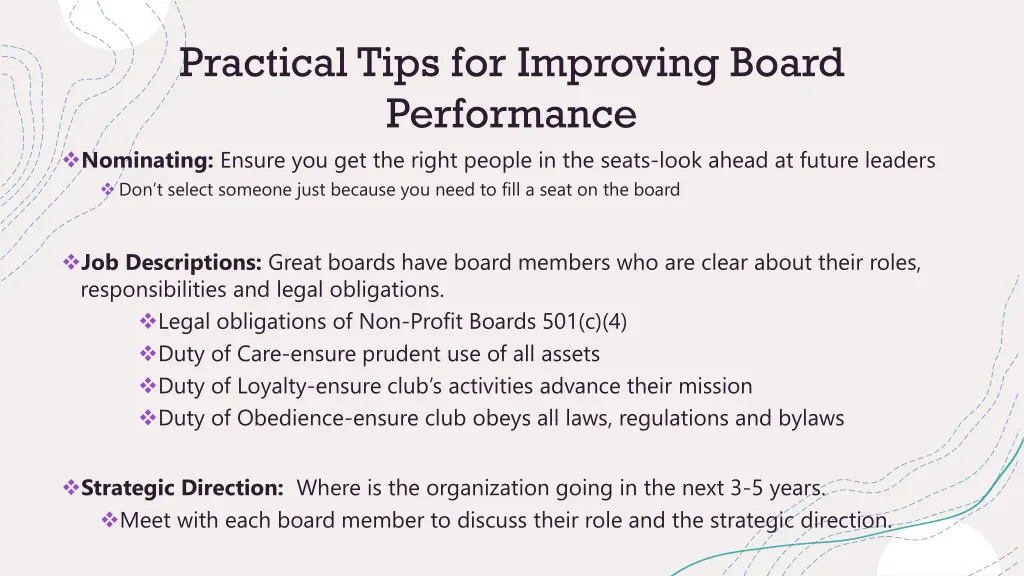 practical tips for improving board performance