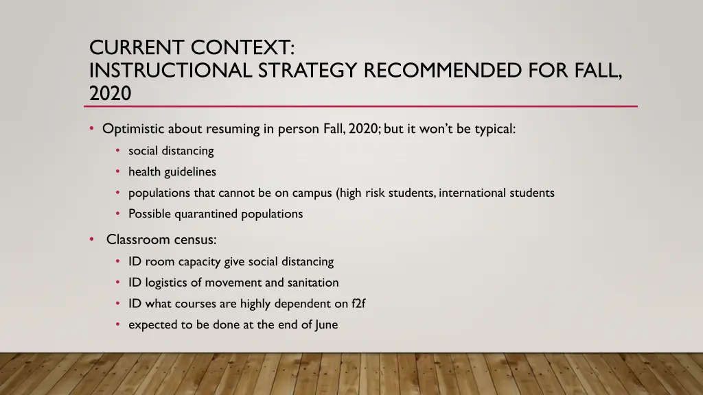 current context instructional strategy
