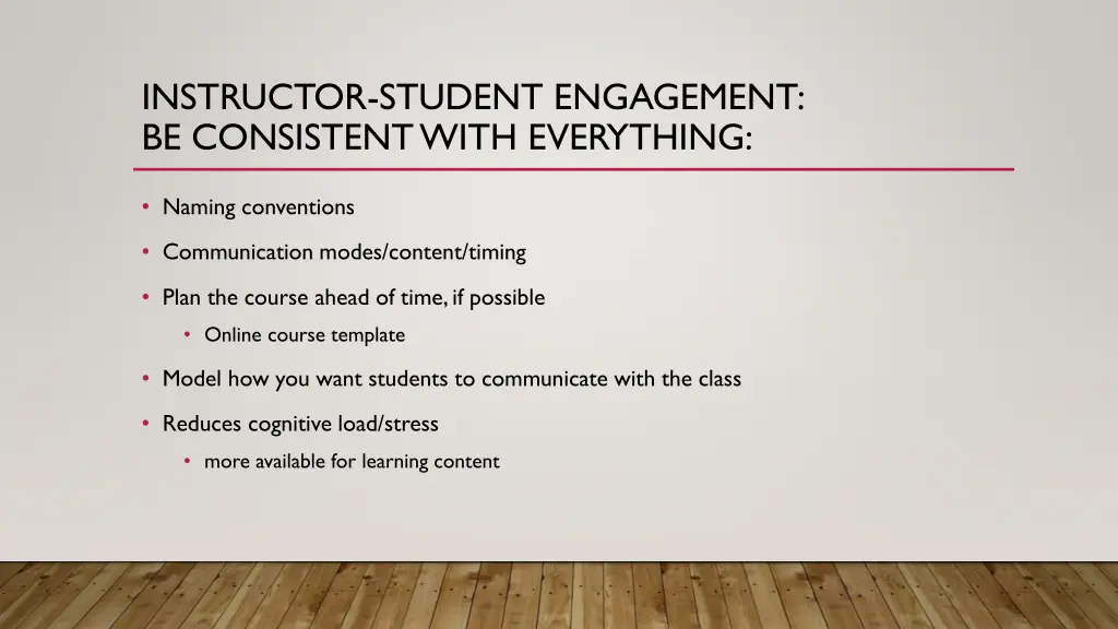 instructor student engagement be consistent with