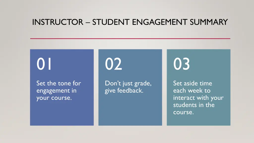 instructor student engagement summary