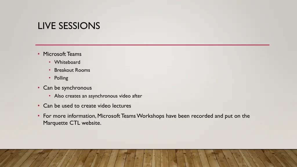 live sessions