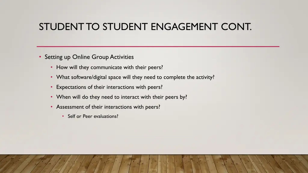 student to student engagement cont 2