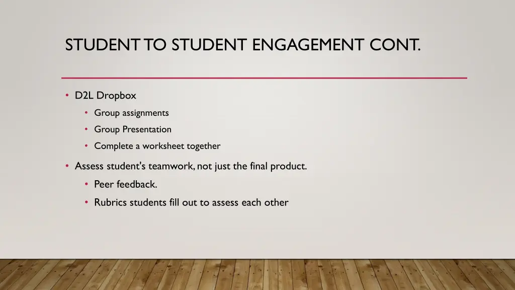 student to student engagement cont