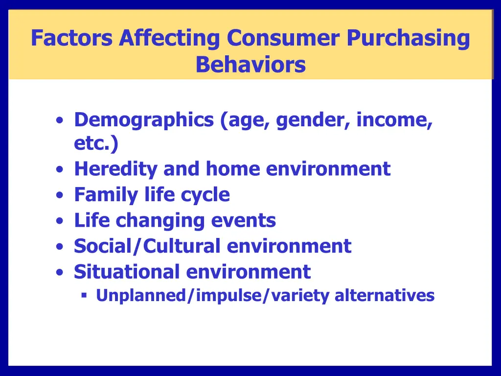 factors affecting consumer purchasing behaviors