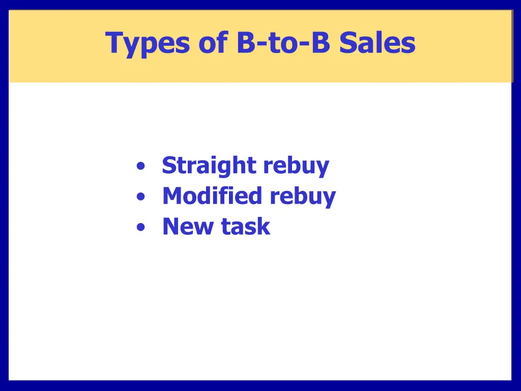 types of b to b sales