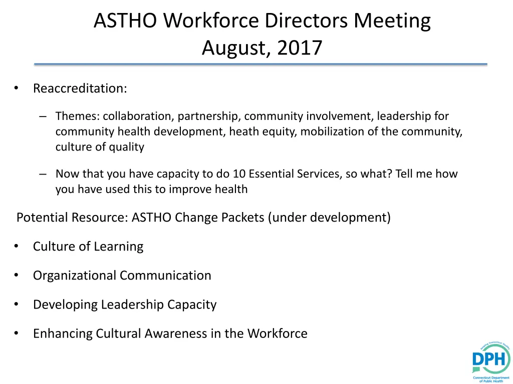 astho workforce directors meeting august 2017 1