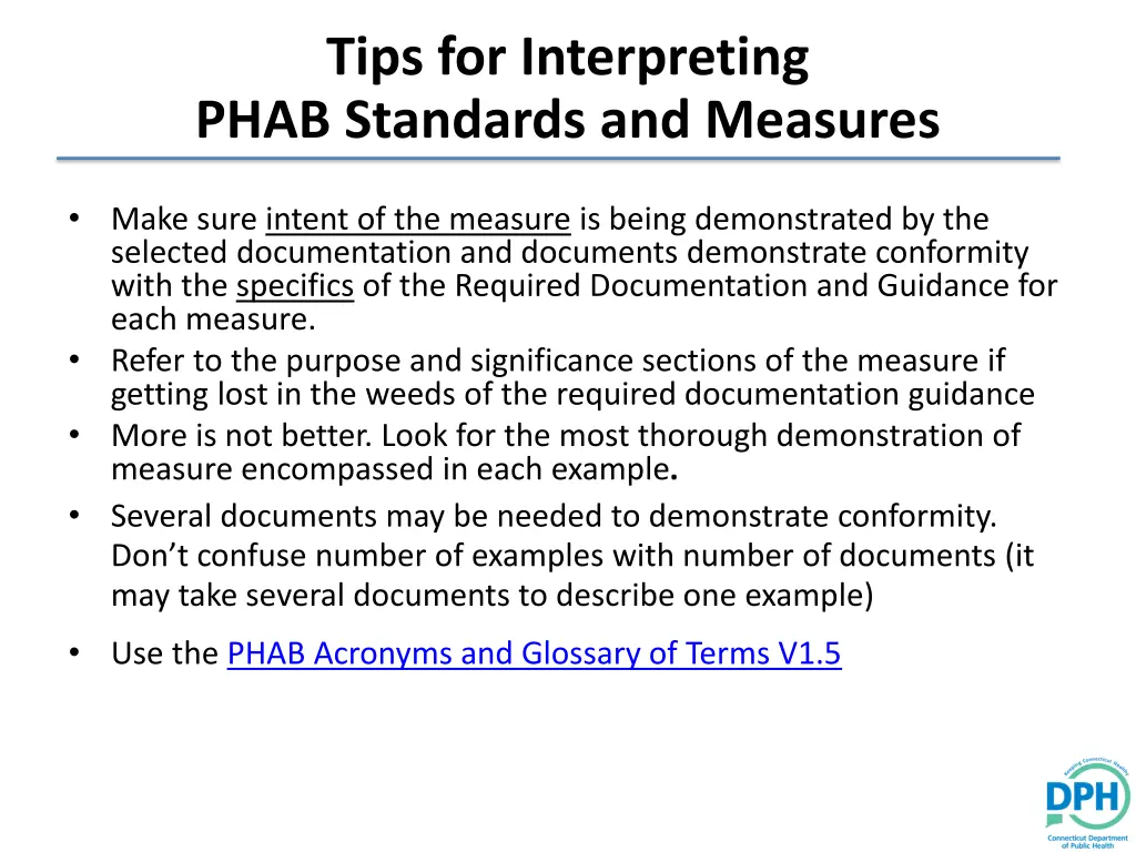 tips for interpreting phab standards and measures