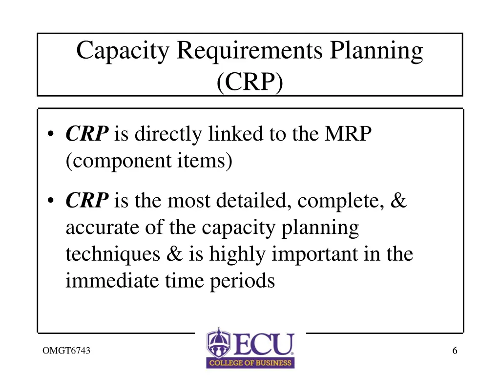capacity requirements planning crp