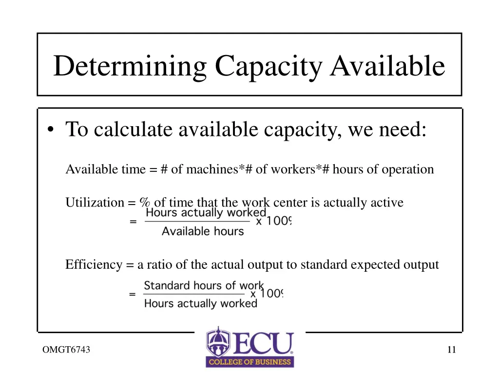 determining capacity available