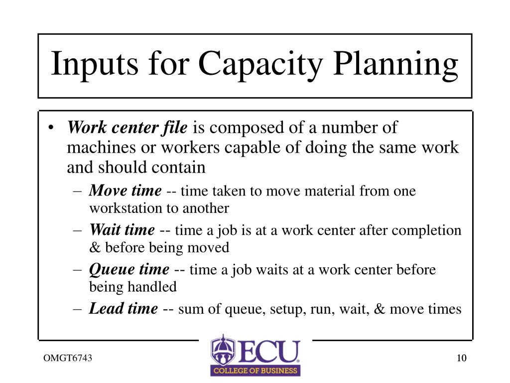 inputs for capacity planning 3