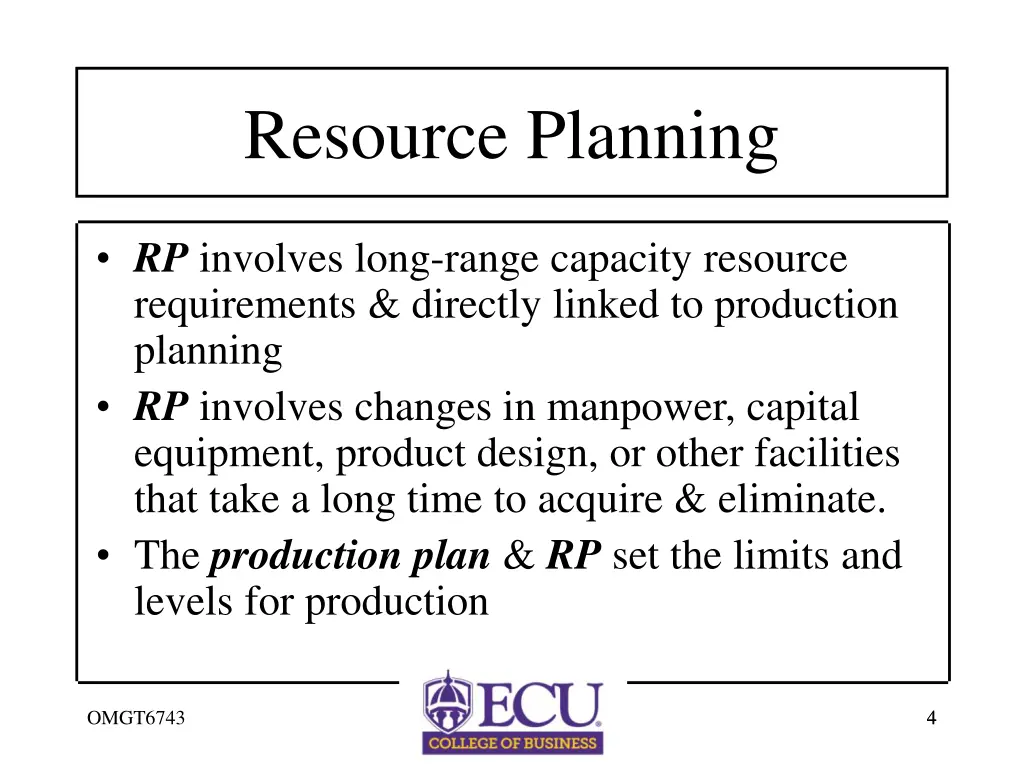 resource planning