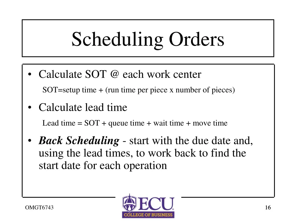scheduling orders