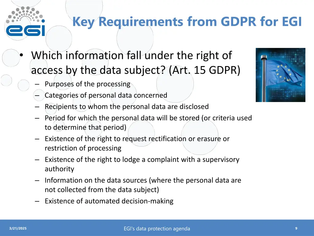 key requirements from gdpr for egi 2