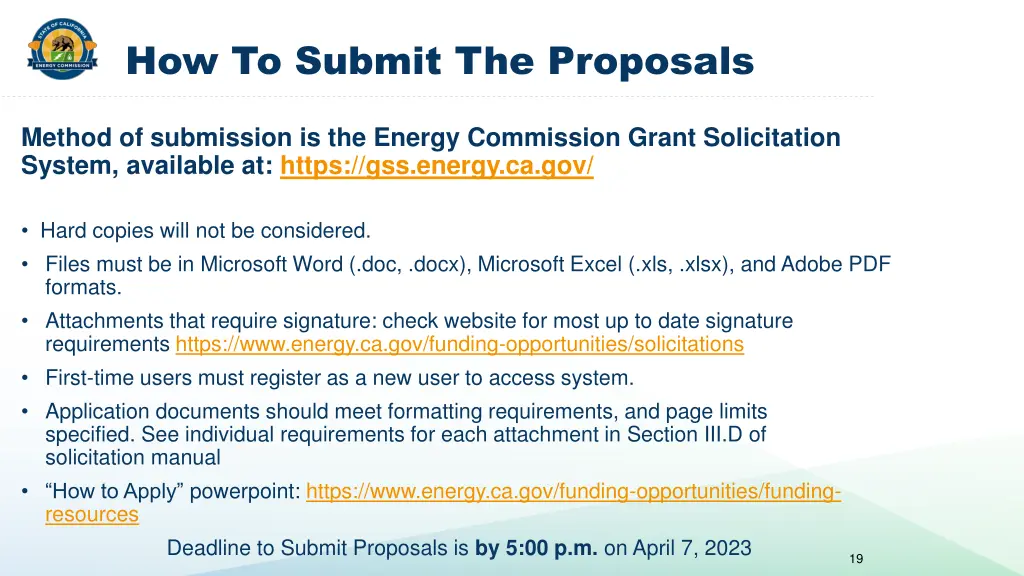 how to submit the proposals