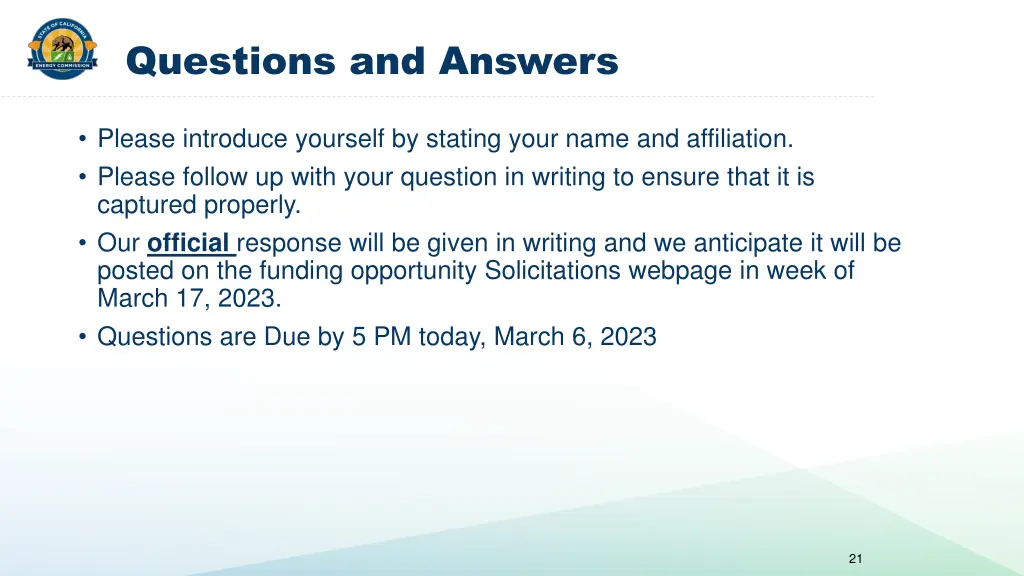 questions and answers