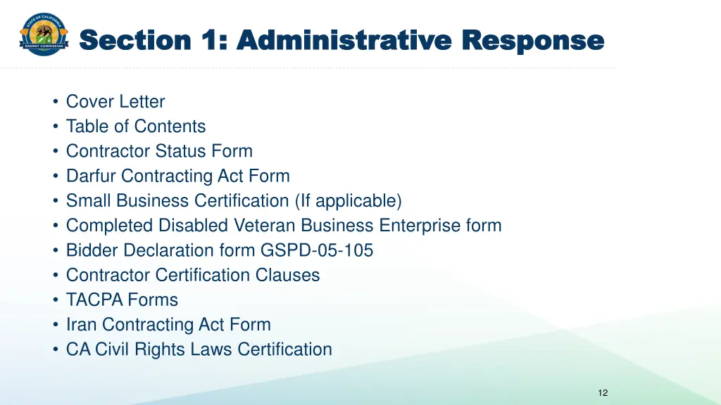 section 1 administrative response section