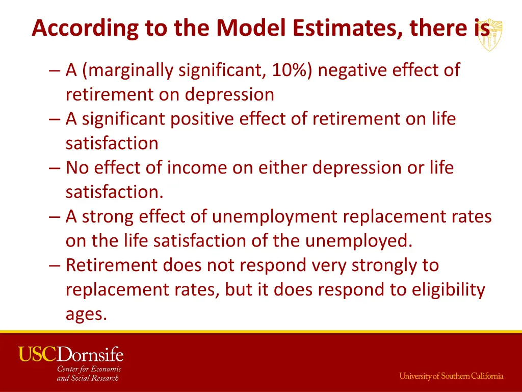 according to the model estimates there is