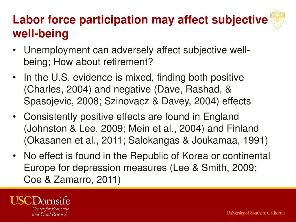 labor force participation may affect subjective