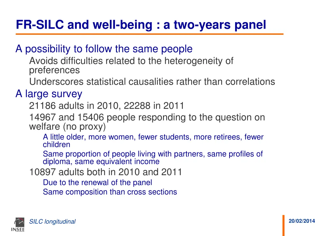 fr silc and well being a two years panel