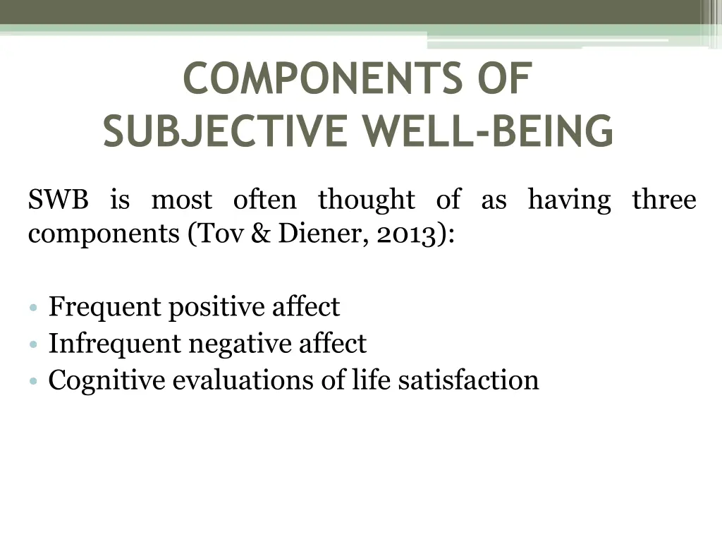 components of subjective well being
