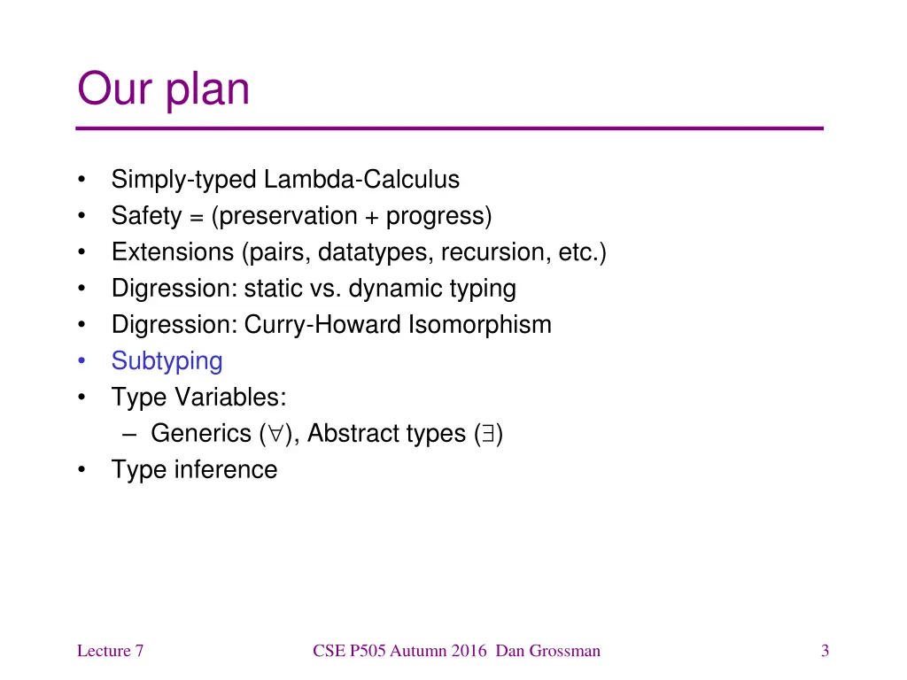 our plan
