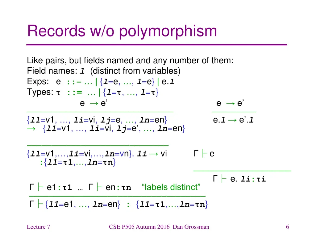 records w o polymorphism